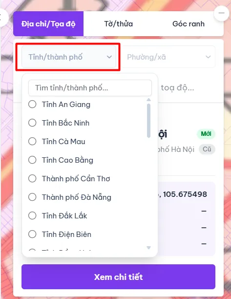 Danh sách Tỉnh/Thành phố