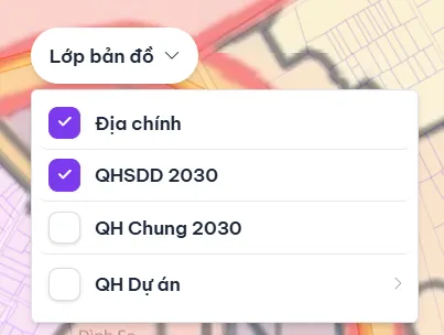 Danh sách các lớp bản đồ quy hoạch