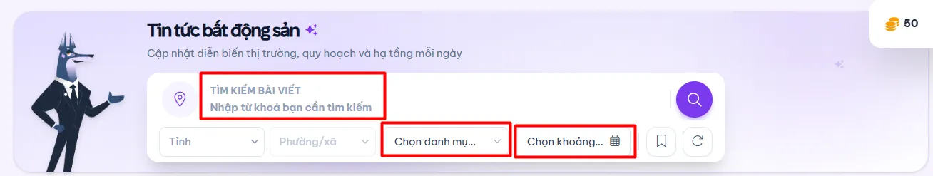 Bộ lọc tìm kiếm tin tức