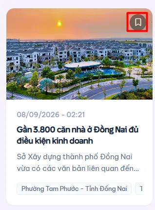 Nút lưu tin tức trên thẻ bài viết